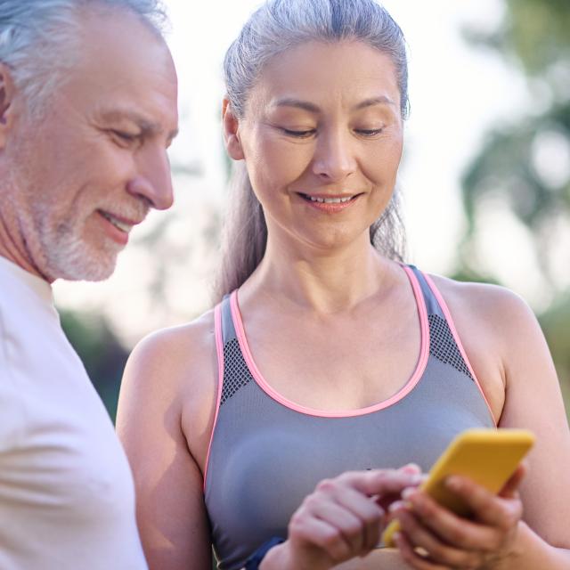 Mature couple checking something online